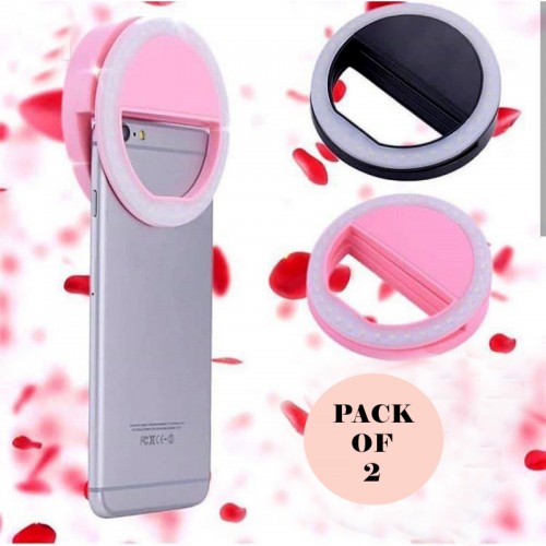 Pack Of 2 Mini Portable USB Rechargeable Selfie Ring Light With 3 Brightness Levels Pack Of 2 Mini Portable USB Rechargeable Selfie Ring Light With 3 Brightness Levels